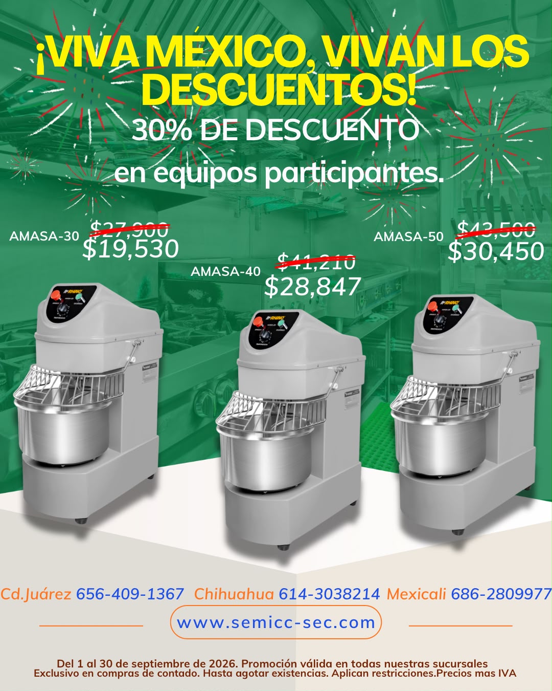 Promoción de septiembre: Amasadoras, 30% de descuento en equipos participantes