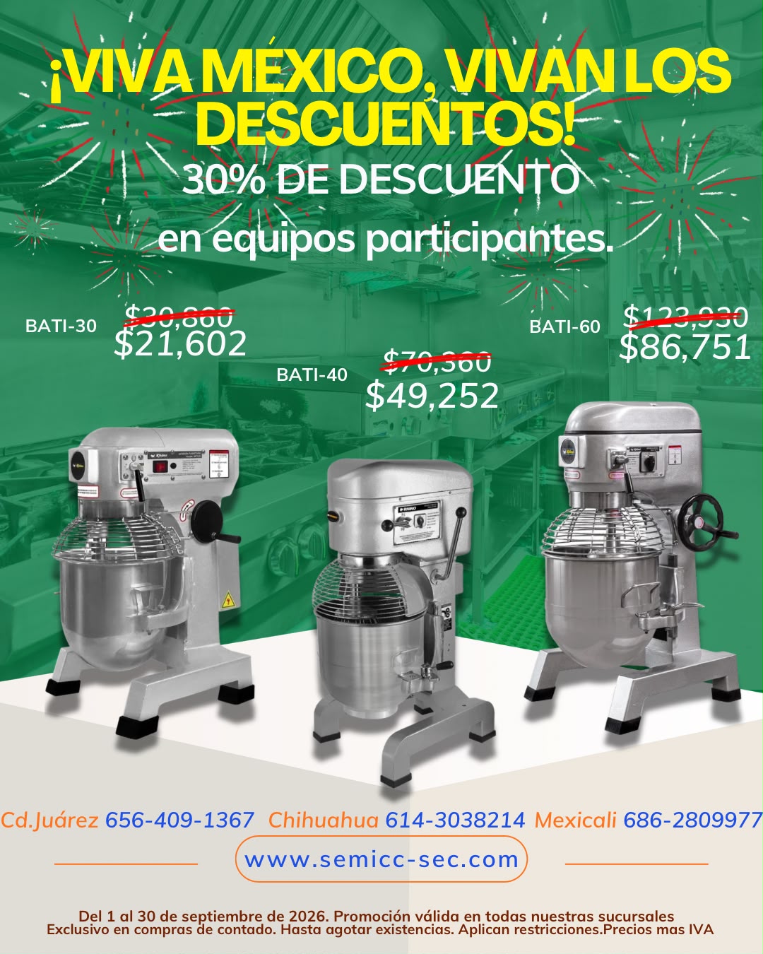Promoción de septiembre: Batidoras, 30% de descuento en equipos participantes