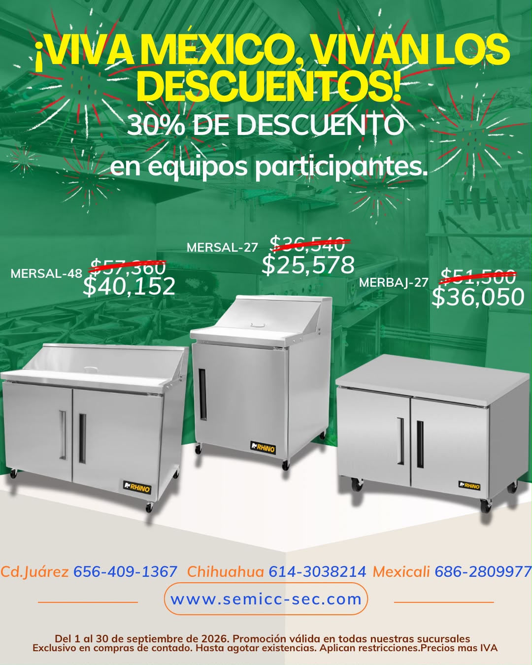 Promoción de septiembre: Mesas refrigeradas, 30% de descuento en equipos participantes