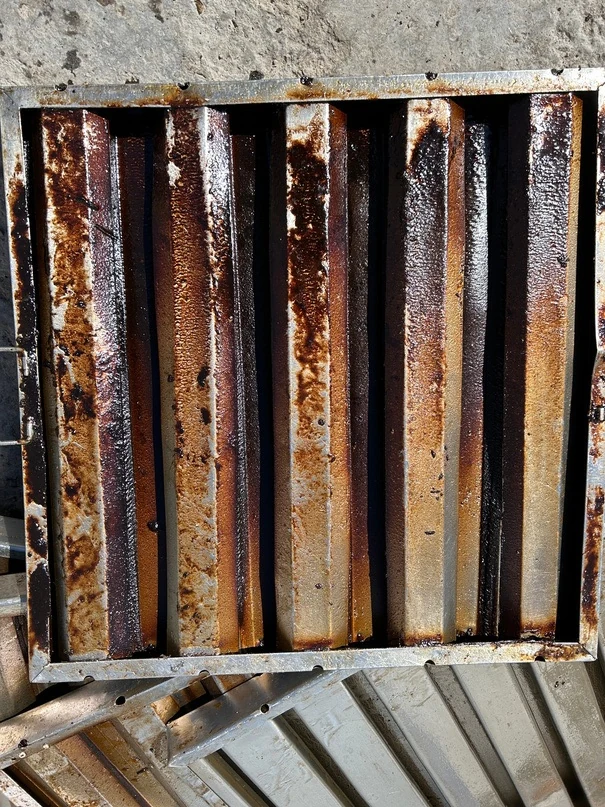 Filtros: acumulación de grasa antes de la limpieza